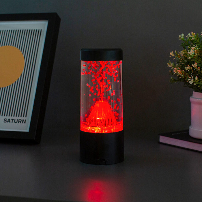 مصباح بركان صغير دائري بتصميم مدمج من ذا سورس، إضاءة LED حمراء، يعمل بالبطاريات أو USB من The source