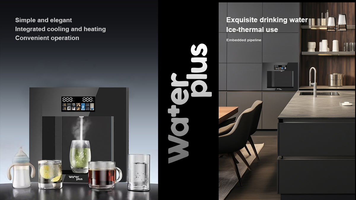 كولر مياه بلت إن ديجيتال زجاج أسود بتحكم حراري كامل من ووتر بلس