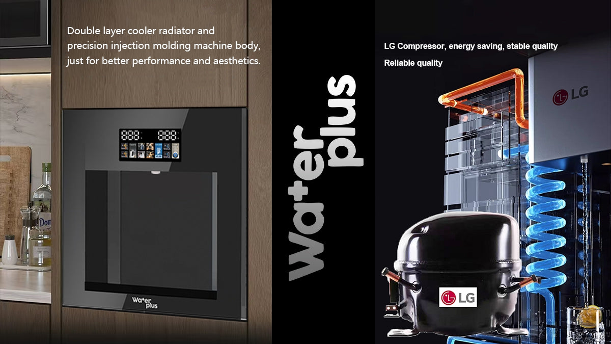 كولر مياه بلت إن ديجيتال زجاج أسود بتحكم حراري كامل من ووتر بلس