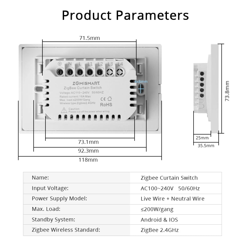 مفتاح ذكي اباجور احادي- Zigbee Mesh-Zemismart- - US Type -اسود مفتاح ذكي اباجور احادي- Zigbee Mesh-Zemismart- - US Type -اسود