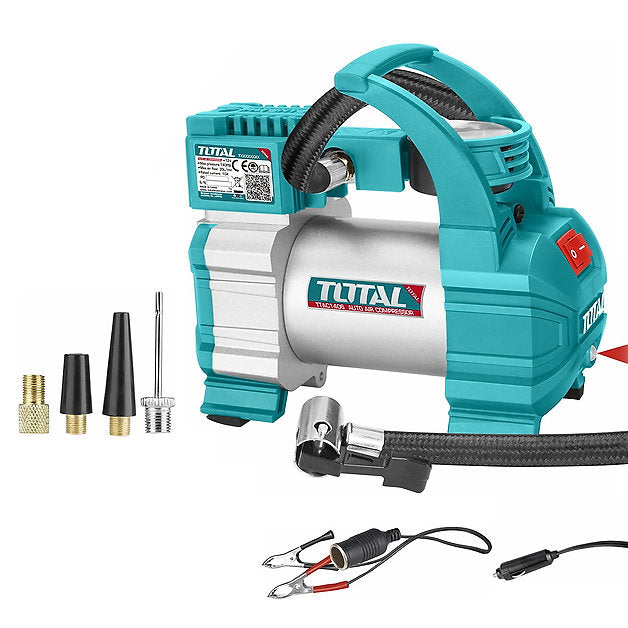 منفاخ عجل سيارة 1 سلندر توتال 12 فولت ضغط 10 بار مع 3 فوهات نفخ من Total