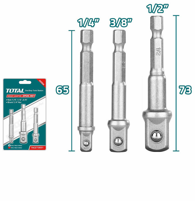 طقم وصلة دريل بوكس 1/2+3/8+1/4 من Total طوله 65-73 مم لمتانة عالية