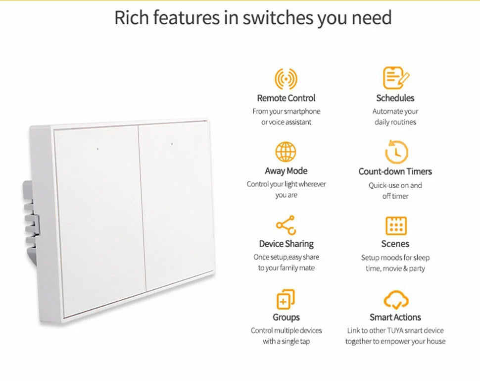 مفتاح ذكي ثنائي- Zigbee Mesh-Zemismart - US Type - ابيض مفتاح ذكي ثنائي- Zigbee Mesh-Zemismart - US Type - ابيض