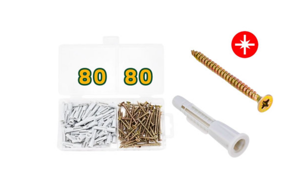 A set of screws and wedges, 120 or 140 pieces, from Jadever