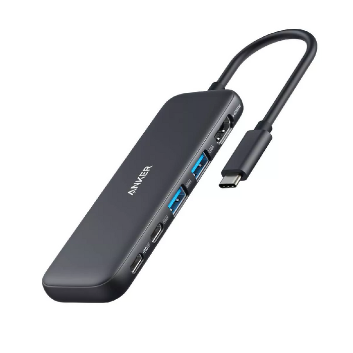 محور USB-C 5 في 1 بمدخل 100W وشحن تمريري وإخراج فيديو 4K من Anker