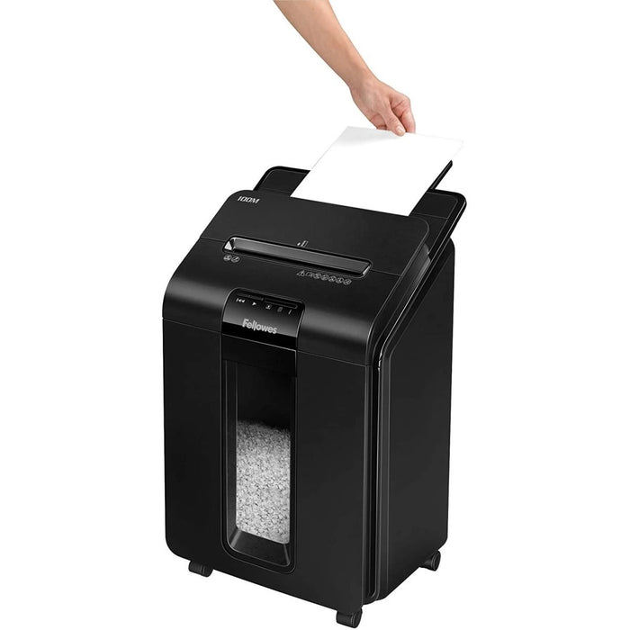 ماكينة تمزيق ورق أوتوماتيكية 100M قص دقيق وسعة 100 ورقة من Fellowes