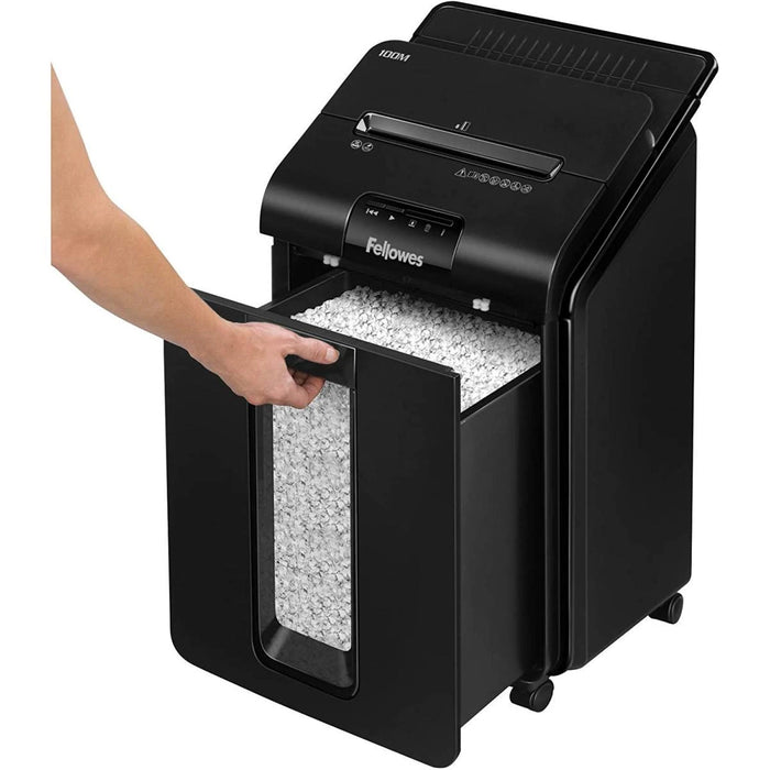 ماكينة تمزيق ورق أوتوماتيكية 100M قص دقيق وسعة 100 ورقة من Fellowes