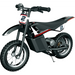 دراجة MX125 ترابية حمراء وسوداء، وزن 33.1 كجم، سرعة 16 كم/ساعة، مثالية للمغامرات وعرضة للتضاريس. من ريزر