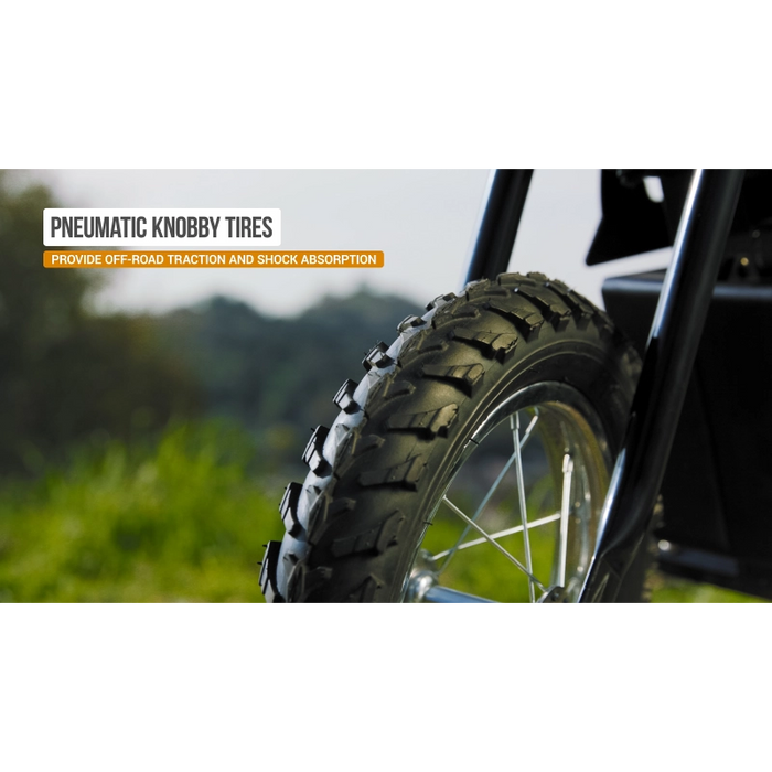 دراجة MX125 ترابية حمراء وسوداء، وزن 33.1 كجم، سرعة 16 كم/ساعة، مثالية للمغامرات وعرضة للتضاريس. من ريزر