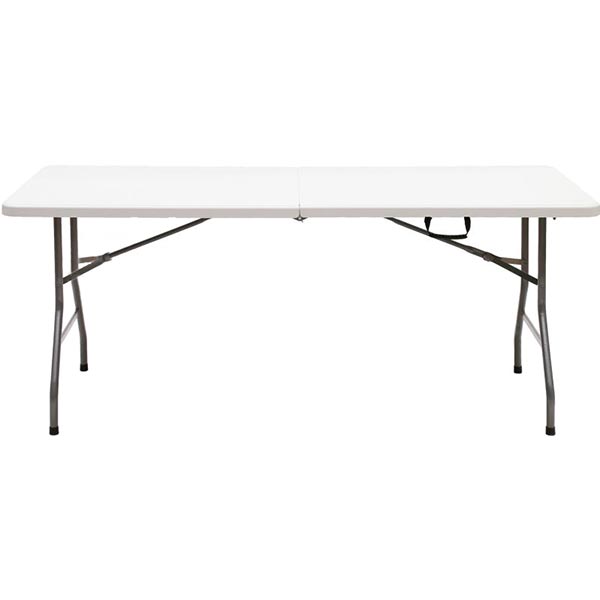 طاولة قابلة للطي من البلاستيك شديد التحمل مع أرجل معدنية
