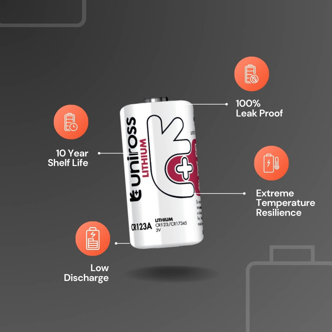 Uniross CR123A Lithium Cylindrical Battery (1 Pack) Uniross CR123A Lithium Cylindrical Battery (1 Pack)