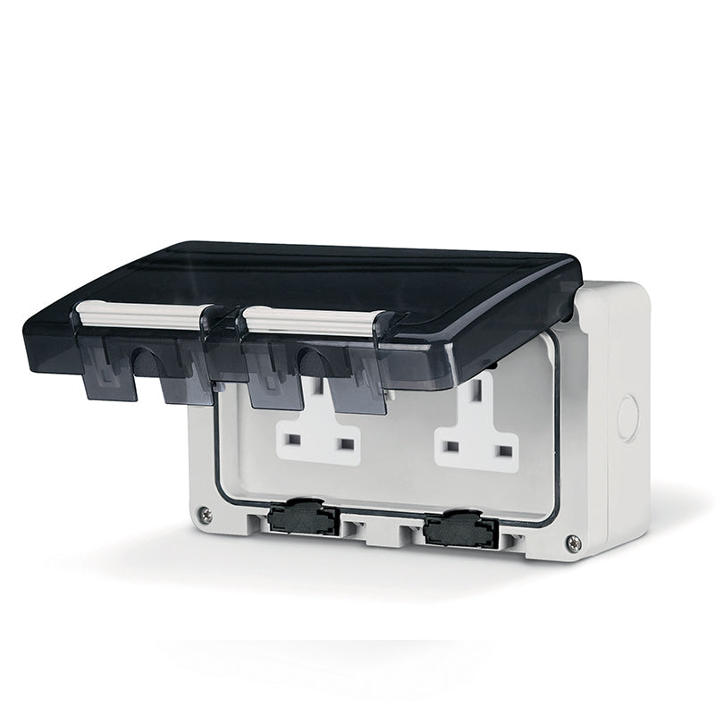 Double rain outlet with switch 13 Amp IP66 insulated - scame