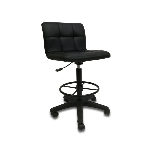 ISCO Leather Upholstered Back Stool with Round Leg Rest ISCO Leather Upholstered Back Stool with Round Leg Rest