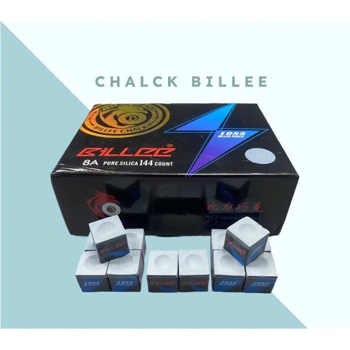 طباشير بلياردو Billee Chalk 8A - 144 قطعة باللونين الرمادي والأخضر، يضمن ثبات الضربة وتقليل انزلاق العصا.