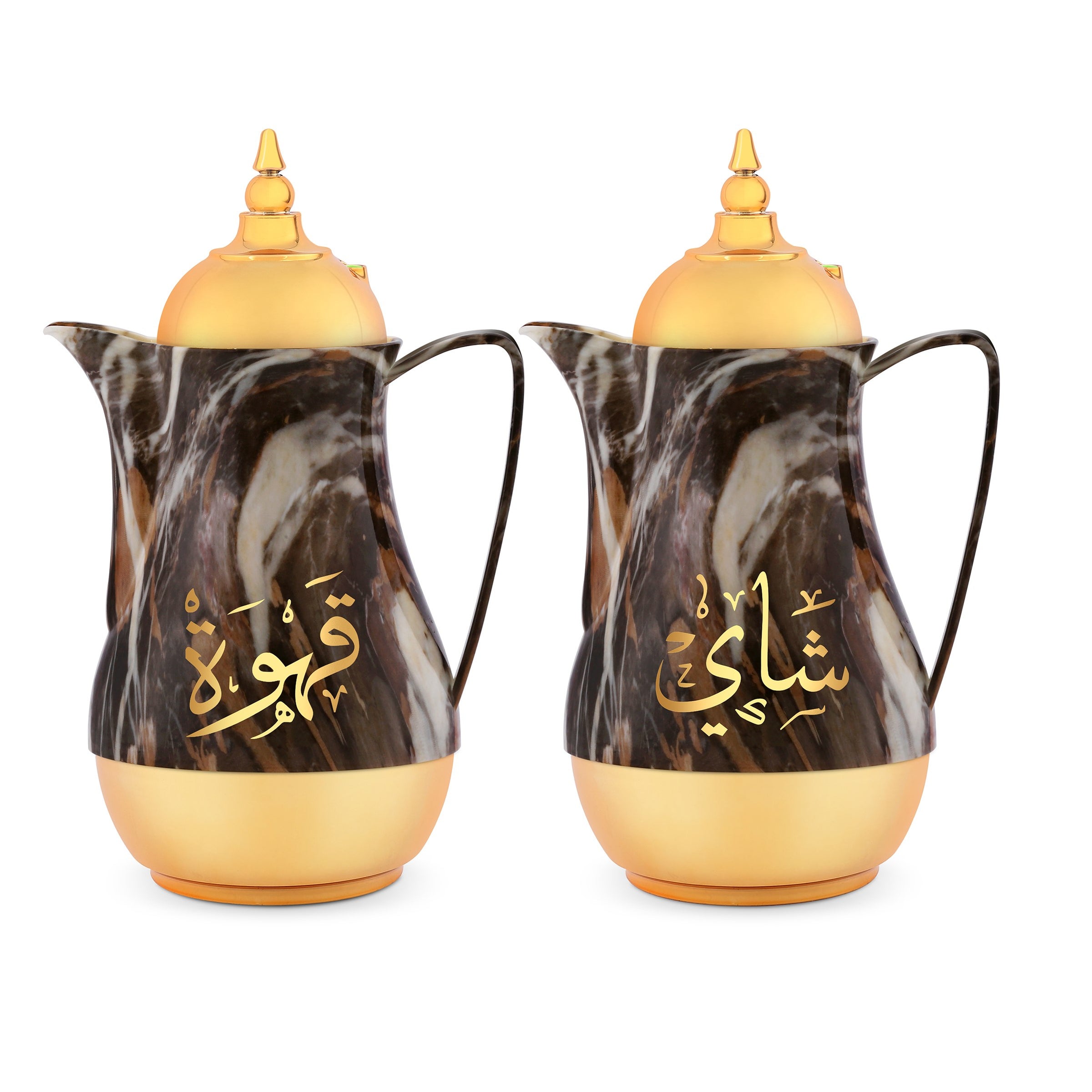 طقم دلة قهوة وشاي رخامي مزدوج الجدار سعة 1 لتر - تصميم أنيق وعزل فعّال