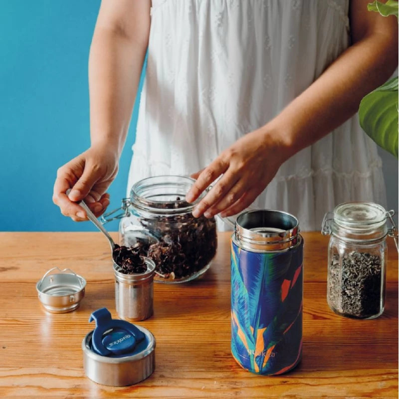 Coca Stainless Steel Insulated Mug with Filter, Forest Leaves Design, 400ml Coca Stainless Steel Insulated Mug with Filter, Forest Leaves Design, 400ml