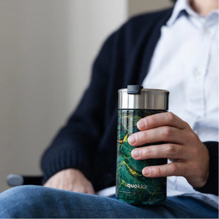 كوب حافظ للحرارة من الستانلس ستيل مع فلتر، بتصميم الحجر الأخضر، 400 مل من كوكا