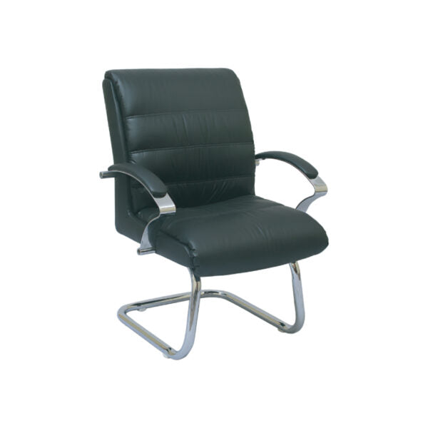 ISCO Luxury Leather Waiting Chair with Wide Stainless Steel Upholstered Armrests ISCO Luxury Leather Waiting Chair with Wide Stainless Steel Upholstered Armrests