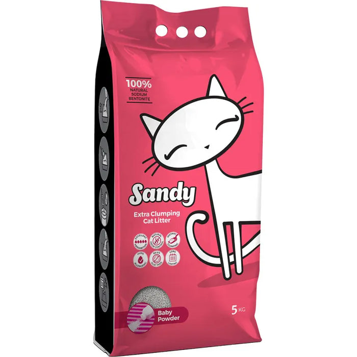 Sandy Cat Litter 5 kg Baby Powder Scent - Natural Ingredients