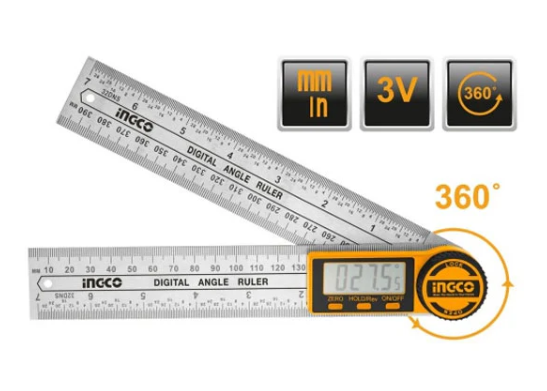 Digital angle measuring ruler 200-400 mm from Ingco - INGCO 