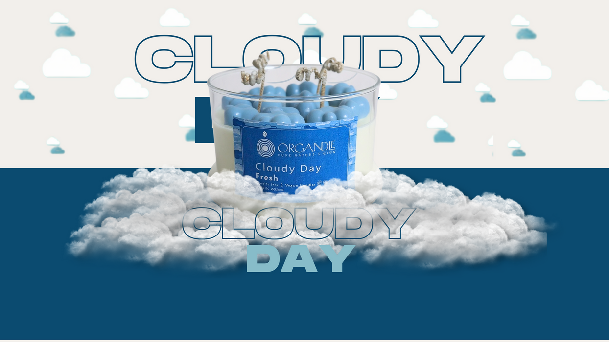 شمعة Cloudy Day من شمع الصويا 100% برائحة منعشة ومدة احتراق طويلة