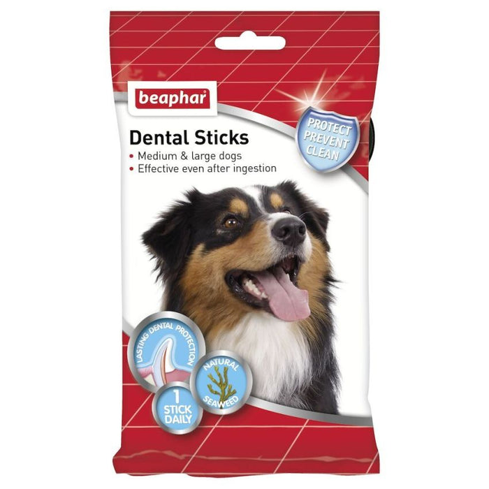 BEAPHAR Dental Cleaning Sticks for Dogs Over 10kg 7 Star Shaped Pieces Removes Plaque