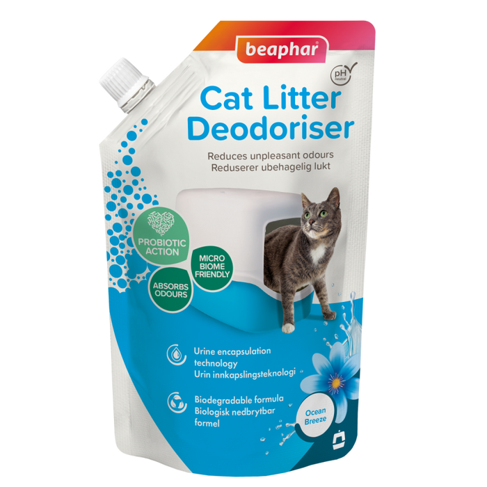 مزيل الروائح بيوفار 400 جرام للقطط، بتقنية تغليف البول القابلة للتحلل.