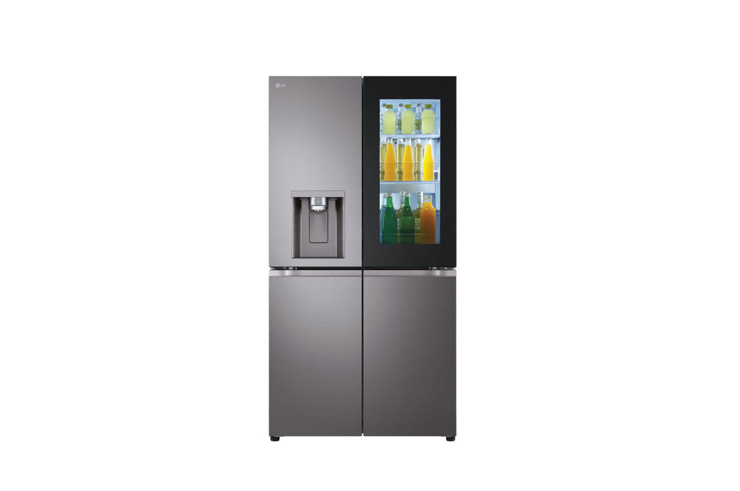 LG 4-Door Refrigerator, 889 Liters, Black Stainless Steel, Ice and Water Dispenser, Flat Door 