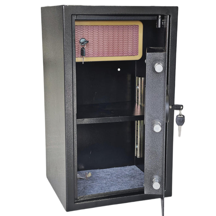 خزنة E70 الحديدية 21 كغم قاصة منزلية ومكتبية بمقبض يدوي ورف متحرك