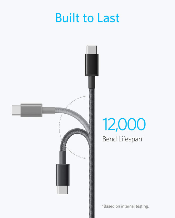 كابل نايلون USB-C إلى USB-C 2.0 60W بطول 3.3ft للشحن السريع من Anker