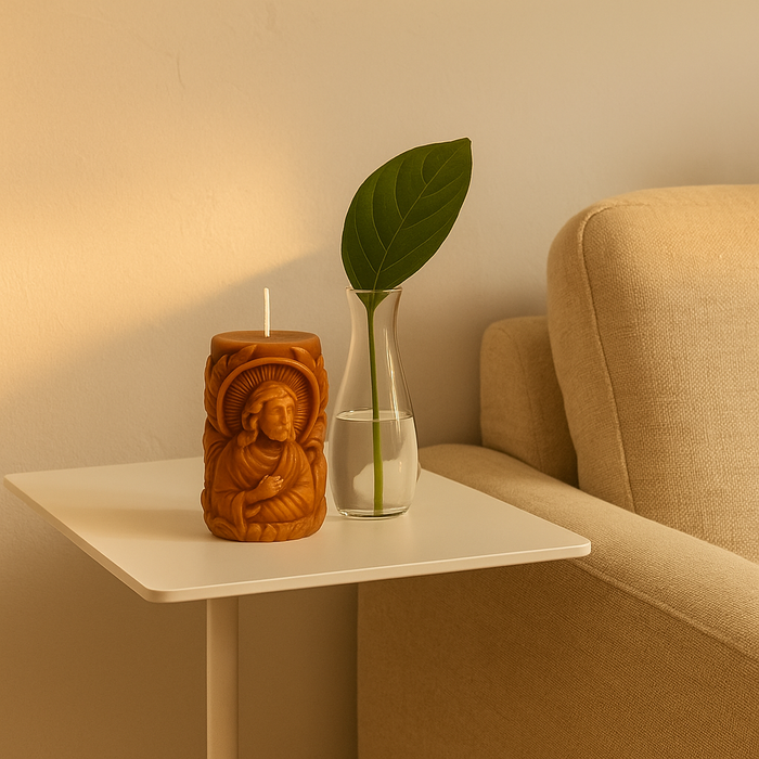 شموع Light of Hope قطعتان، شمع صويا طبيعي، تصميم منحوت يدويًا، معطر، بني فاتح