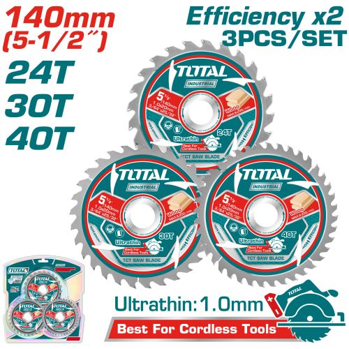 طقم دسكات قص خشب 5.5 أنش 3 قطع Total TAC236140