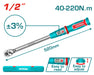 طرطيقة شد 1/2 انش 40-220 نيوتن Total THPTW1220N6