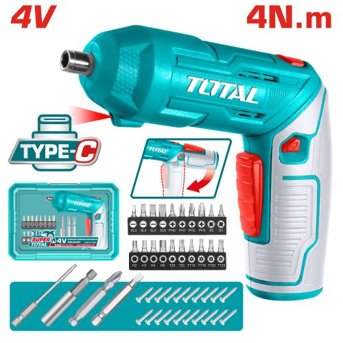 Total TSDLI04425 مفك شحن 4 فولت مع راسيات