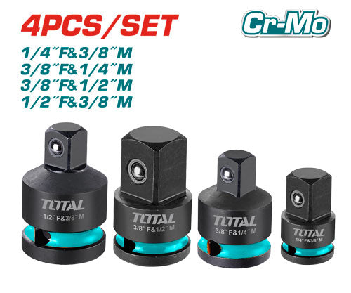 Total THISAD12438 طقم ادابتر بوكس أسود 4 قطع