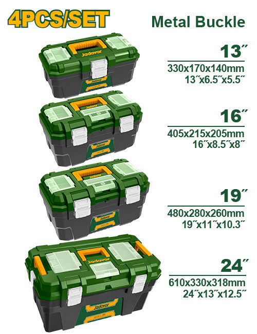 طقم صندوق عدة بلاستيك 13-16-19-24 انش Jadever JDTB4104