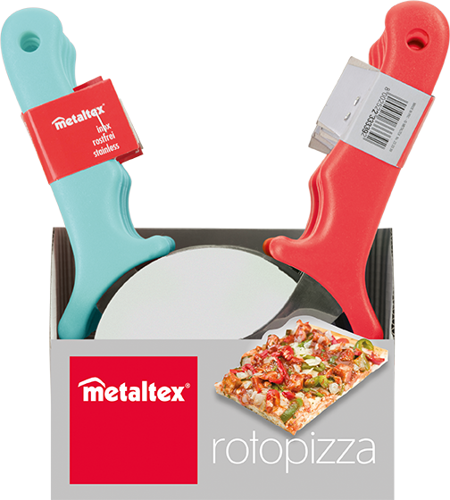 قطاعة بيتزا دوارة روتو بيتزا (Roto-Pizza) علبة عرض 12 قطعة من Metaltex