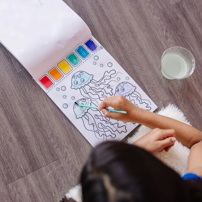 لوحة فنية للأطفال مع ماء - محيط، تضم 20 صفحة رسم، وفرشاة وألوان تعليمية ممتعة! من ميليسا آند دوغ