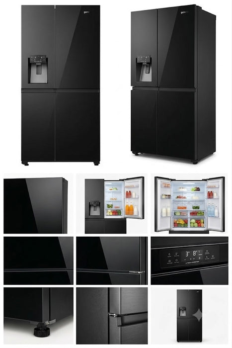 ثلاجة جانبية متطابقة بدون صقيع Gorenje بسعة 601 لتر مع ضاغط عاكس وموزع مياه وثلج
