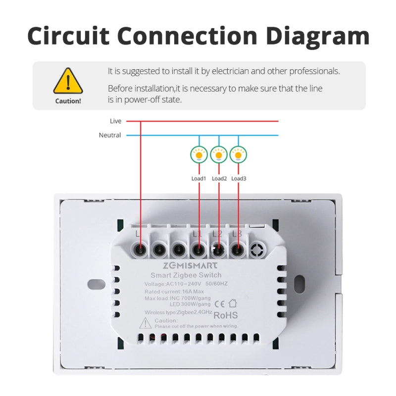 Zemismart 3-Way Smart Switch - Zigbee Mesh - US Type - White Zemismart 3-Way Smart Switch - Zigbee Mesh - US Type - White