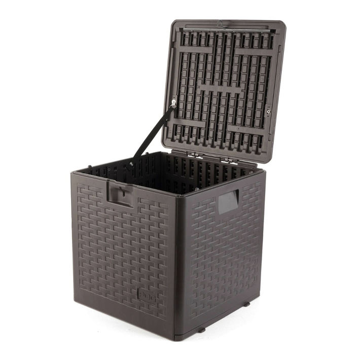 صندوق تخزين خارجي من الراتنج 106 لتر مقاوم للطقس لون جافا مع قفل