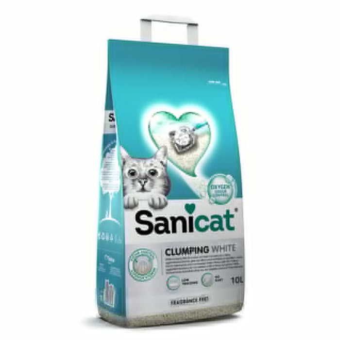 SANICAT White Clumping Litter 20L Fragrance Free Keeps Your Litter Box Clean