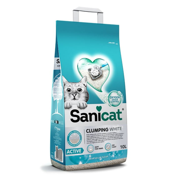 Sanicat White Clumping Cat Litter 10L - with Activated Charcoal