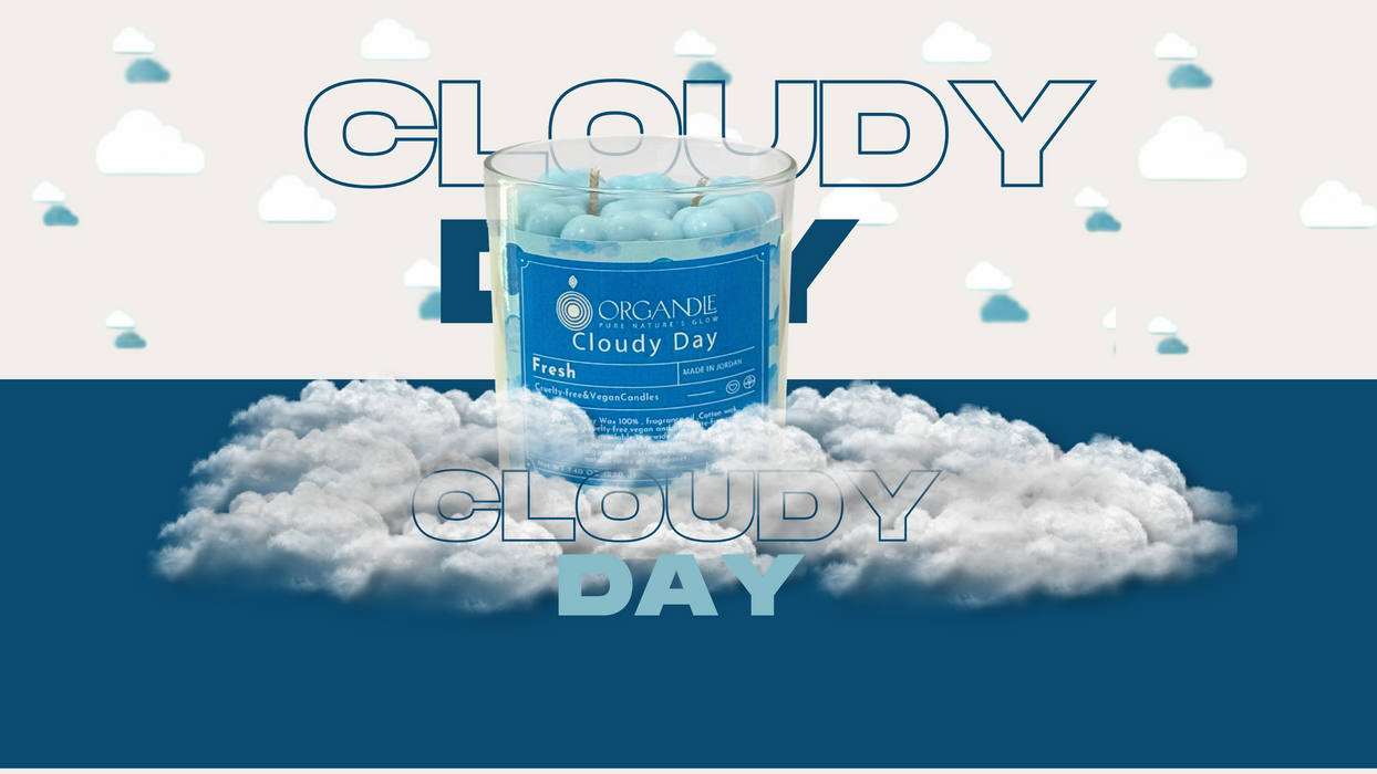 شمعة Cloudy Day من شمع الصويا 100% برائحة منعشة ومدة احتراق طويلة
