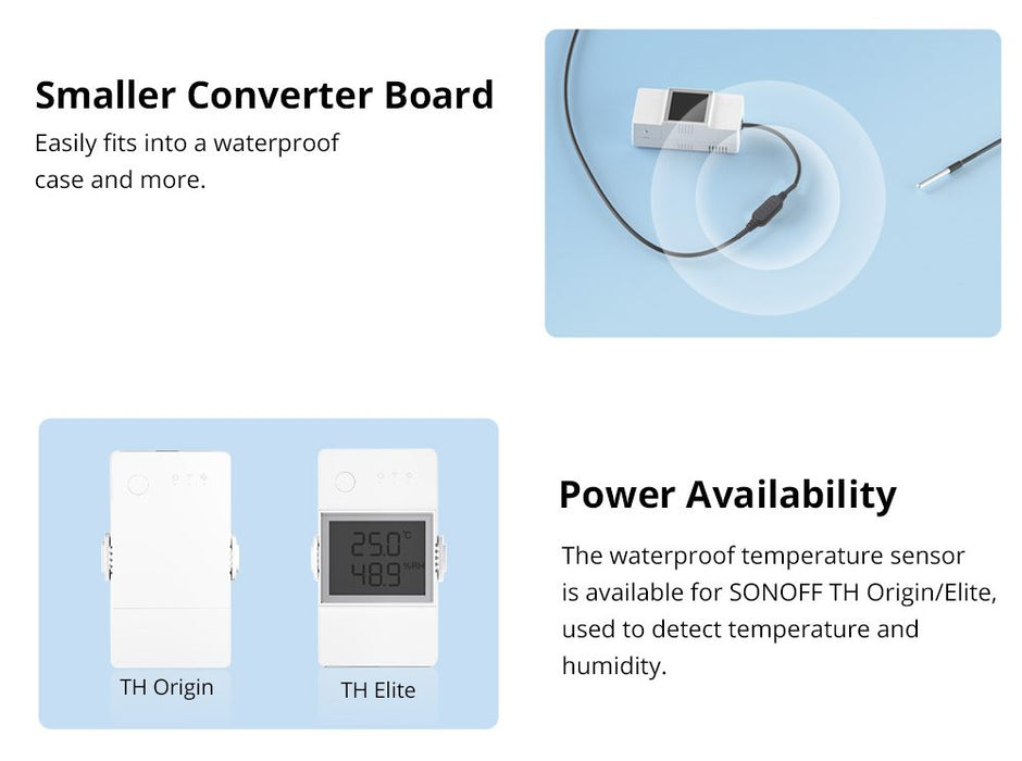 مجس حرارة مقاوم للماء لسلسلة TH بنطاق قياس واسع وجودة عالية من sonoff