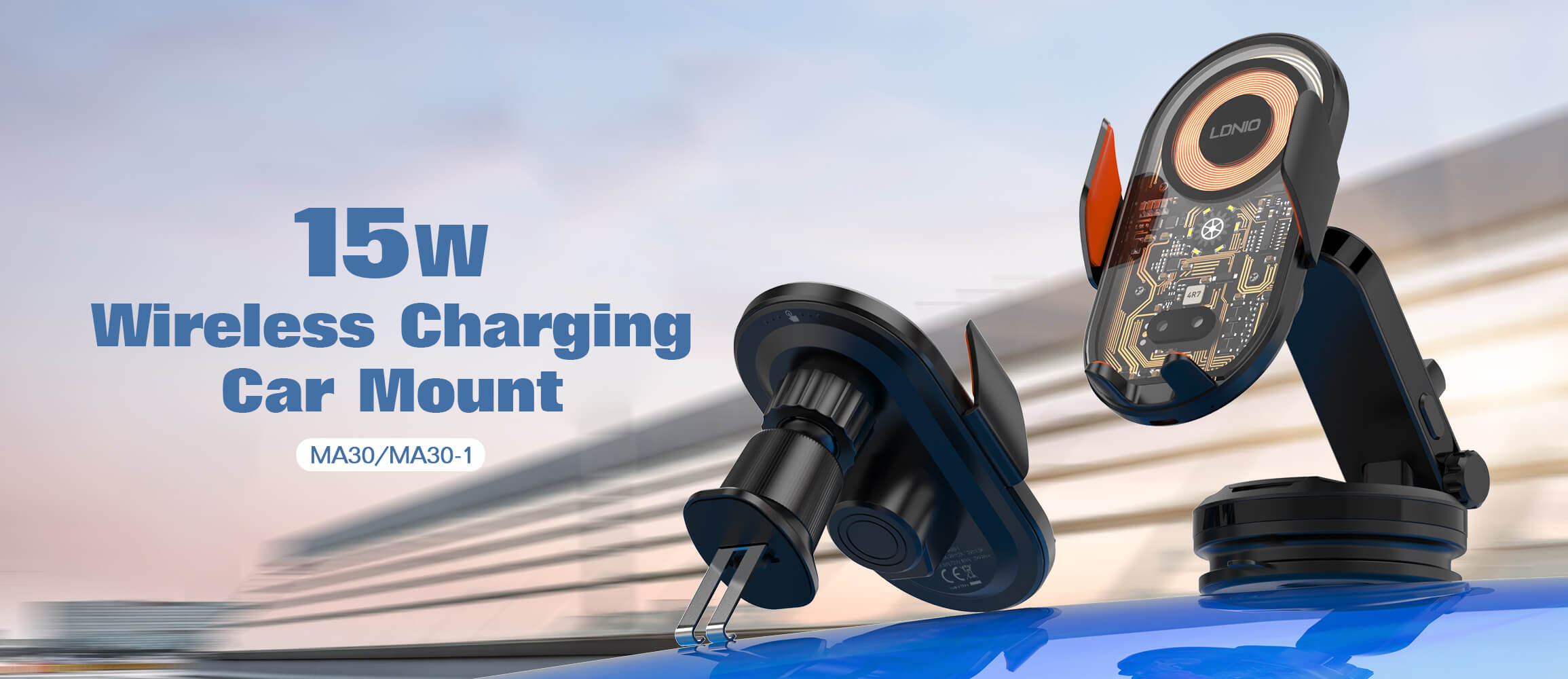 حامل هاتف للسيارة مع شاحن لاسلكي من LDNIO حامل هاتف للسيارة مع شاحن لاسلكي من LDNIO