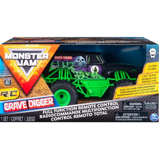 مونستر جام، سيارة التحكم من بعد Grave Digger مقياس 1:24 بتصميم واقعي للتحكم على مسافة 76.2 متر من سبين ماستر