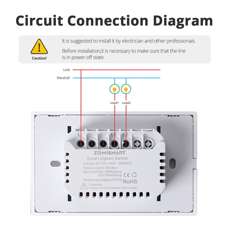 مفتاح ذكي ثنائي- Zigbee Mesh-Zemismart - US Type - ابيض مفتاح ذكي ثنائي- Zigbee Mesh-Zemismart - US Type - ابيض