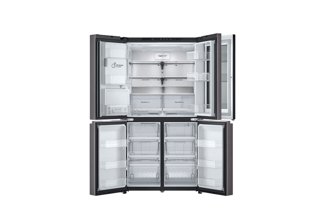 LG 4-Door Refrigerator, 889 Liters, Black Stainless Steel, Ice and Water Dispenser, Flat Door 