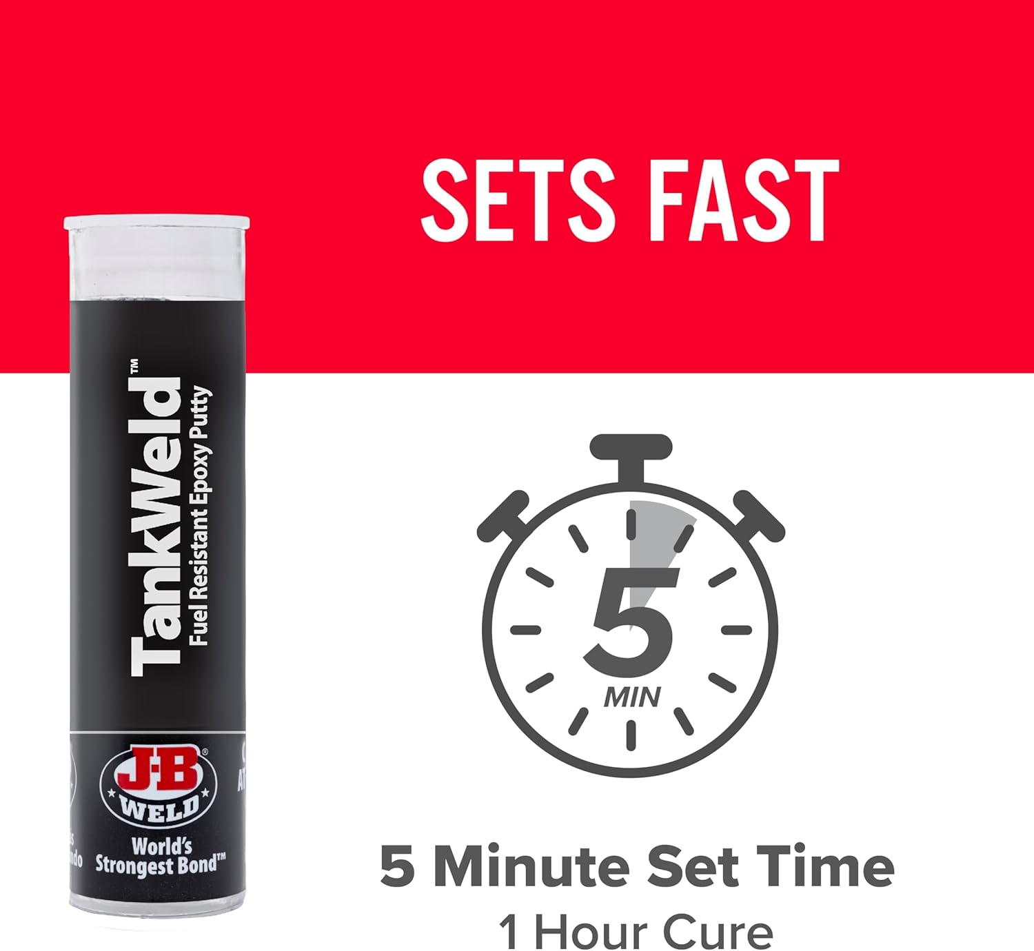 JB Weld 5 Minute Dry Fuel Resistant Metal Tank Mixing Paste Finger
